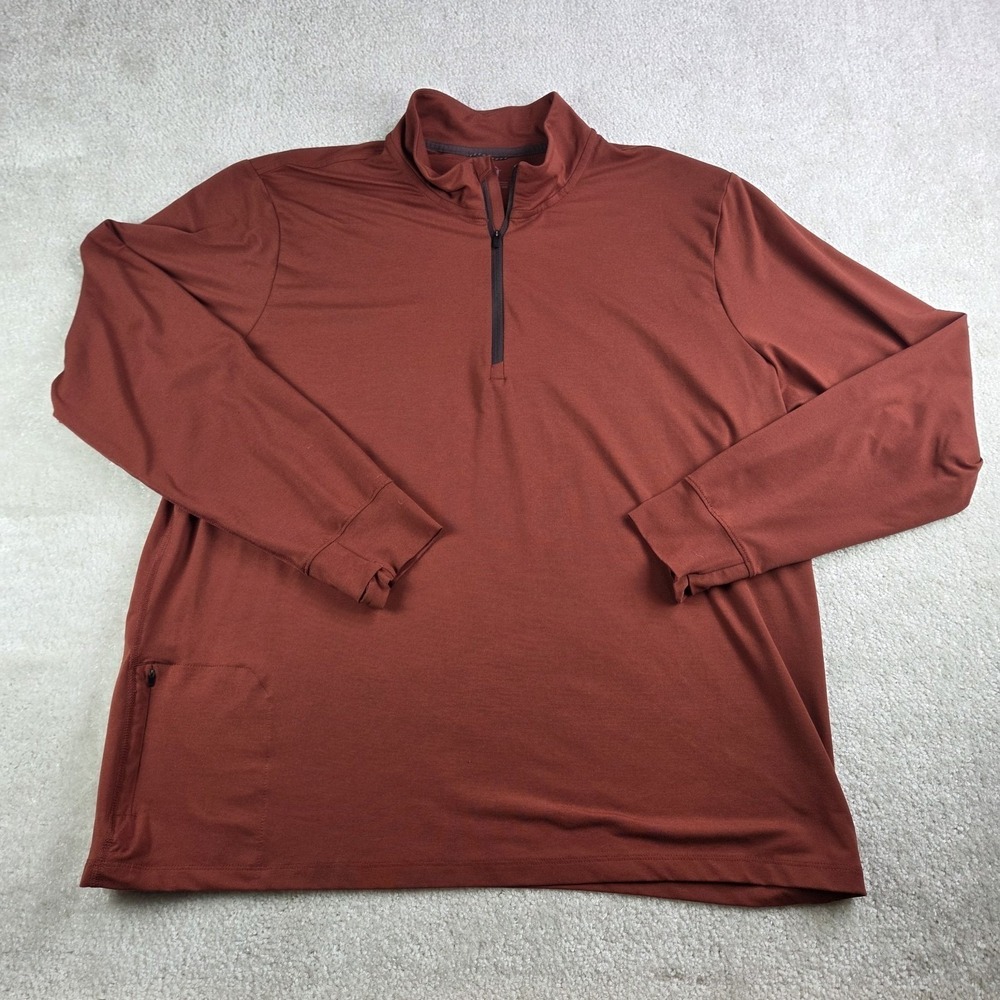 REI Co-op Mens Quarter Zip Pullover Rust Orange XL Performance Hiking Top